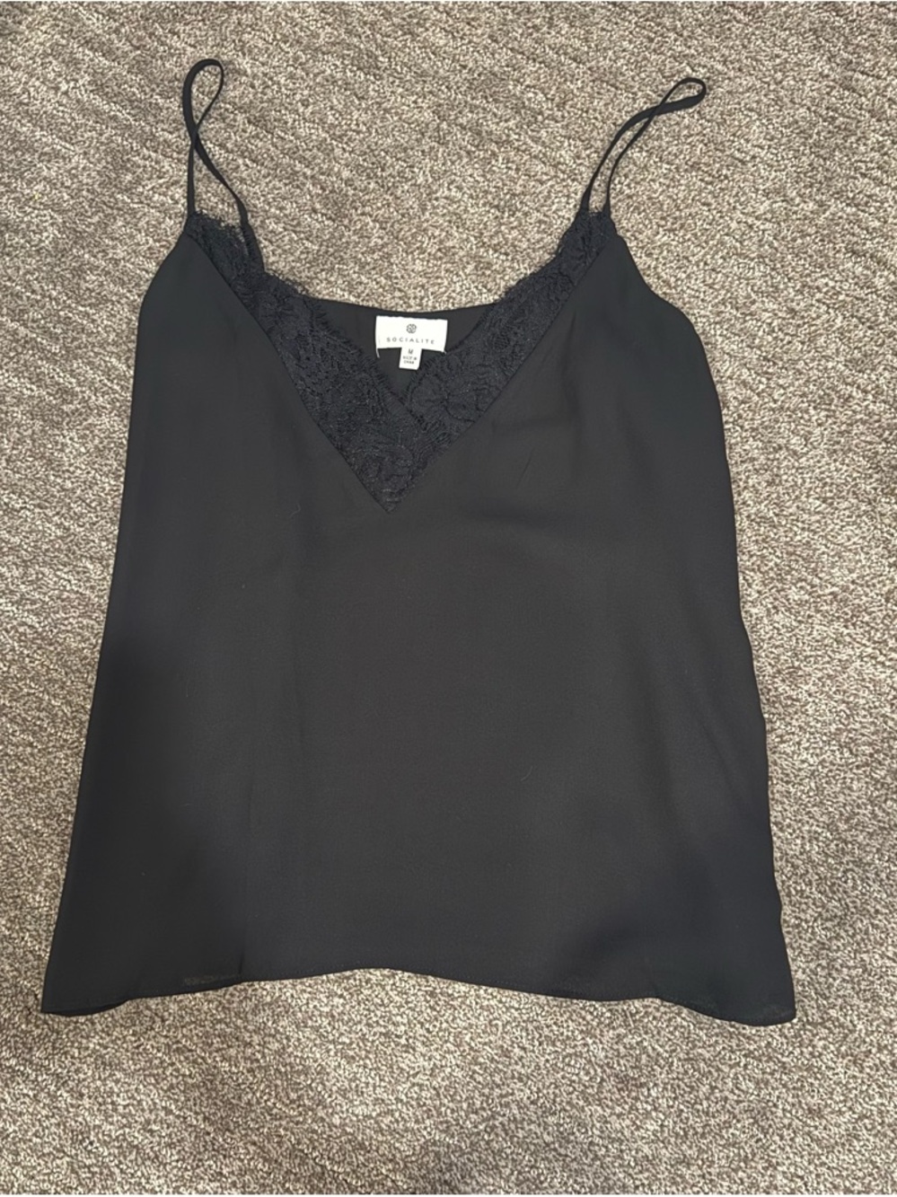 Socialite Black Lace V-Neck Spaghetti Strap Camisole